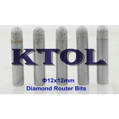 5pc 12mm Ball Nose Milling Cutter Diamond Router Bits for Stone Marble Carving Machine 3D Engraver Cutters End Mill CNC Tools