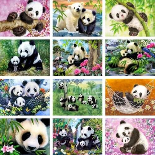 GATYZTORY Coloring By Numbers Panda Acrylic Handpainted Wall Art Painting By Numbers For Children Animal Kits Home Decor