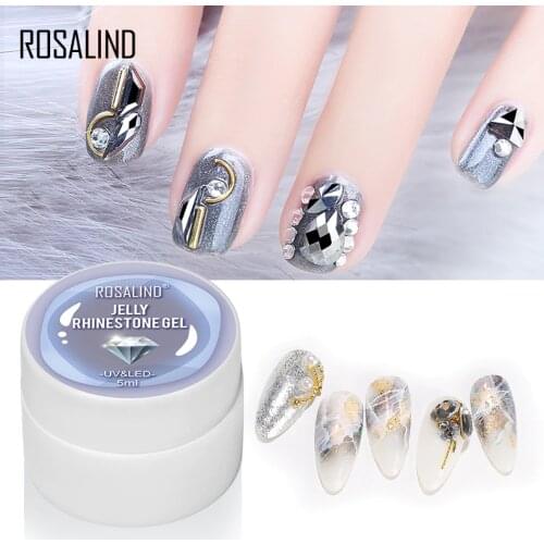 ROSALIND Gel Nail Polish 5ml No Wipe Adhesive Glue of Nail Art Design Rhinestones Decorations All For Manicure Top Base Set