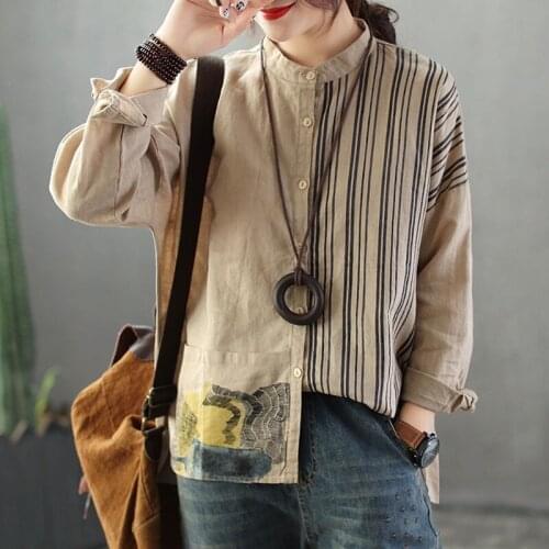 Chinese Shirt 2019 Top Women Spring Harajuku Retro Vintage Shirt Cotton Linen Loose China Clothing Online Chinese Store TA1661