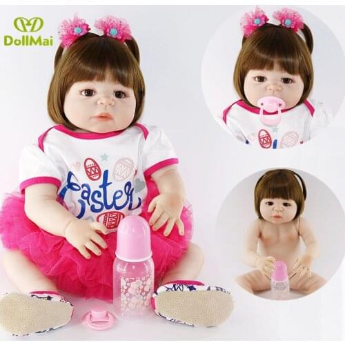 DollMai Bebes reborn realista dolls 22"55cm full vinyl silicone reborn baby girl princess dolls child xmas gift bonecas