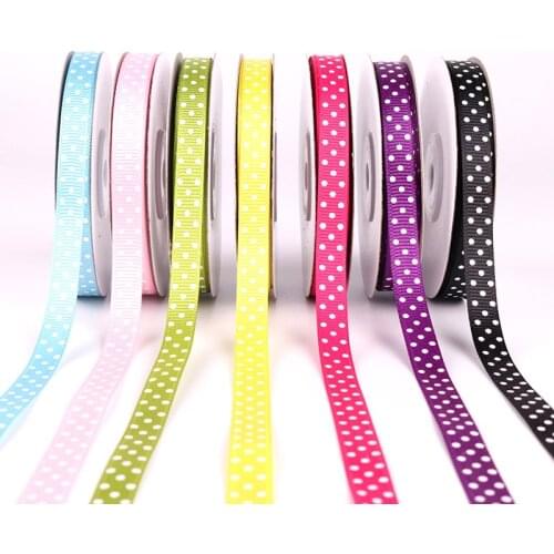 Polka Dots Printed Grosgrain Ribbons Wedding Festival Party Decorations Bow Craft Card Gifts Wrapping Supplies DIY 10mm 5Yards