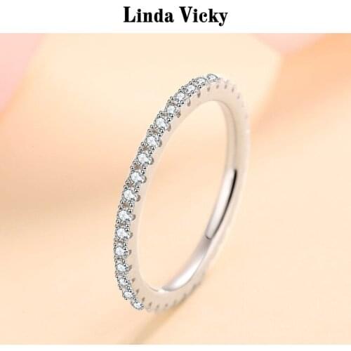 LINDA VICKY Rhodium Plated 925 Silver Rings Girl Fashion Birthday Valentines Day Gift Women Senior Moissanite Engagement Ring