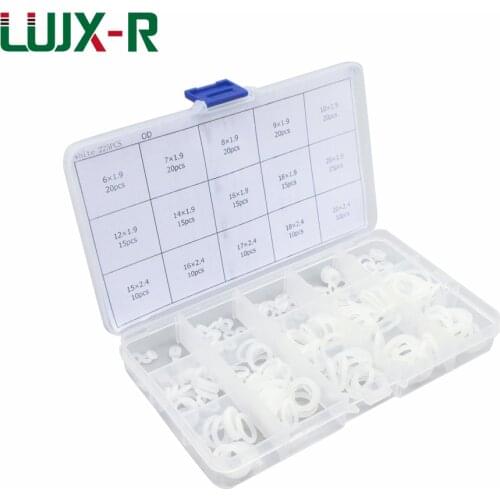 LUJX-R 225pcs O Ring Seal Kit White Silicone O Ring Gasket O-Rings Set Of Gaskets Washer Orings Grommet Assortment With Boxes