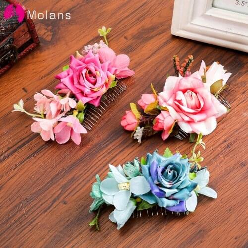 MOLANS 2020 New Flower Hair Comb Stimulation Natural Berries Floral Headpieces Exquisite Rose Leaf Accessories Bride Wedding