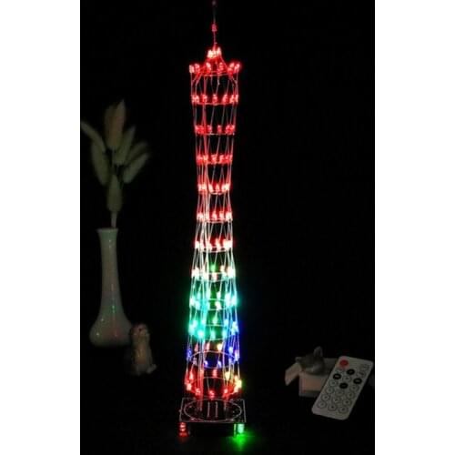 Small Version GuangZhou Tower Diy Kit Music Spectrum Lamp Diy Light Cube Kit Electronic DIY Production Parts