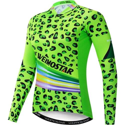 Neon Green Autumn Pro Long Sleeve Cycling Jersey MTB Women Cycling Shirt Team Mountain Ropa De Ciclismo Long Bike Jersery