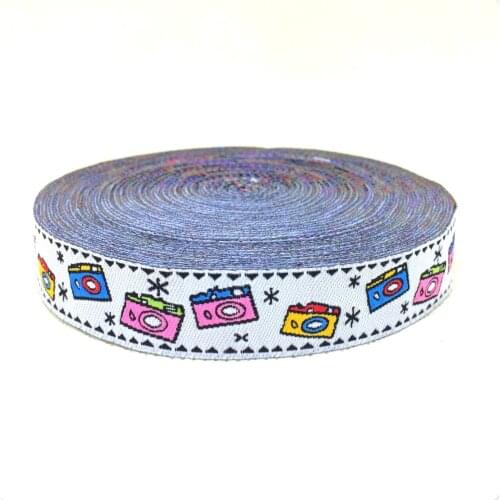 NEW wholesale 5/8 '(16 mmx10yards) Polyester Woven Jacquard Ribbon colorful camera