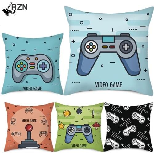 New Game Lover Blue Cushion Cover Keyboard Handle Headset Throw Pillow Case Gamer Chair Car Decor Protection Waist Pillowcases