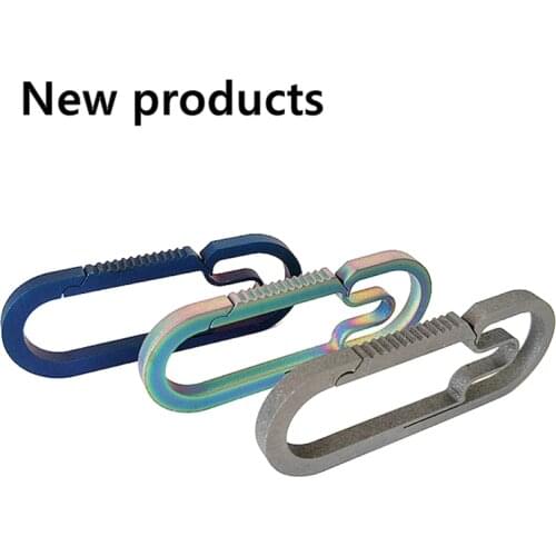 New! EDC Titanium Alloy Carabiners Key Ring Car Buckles Pure Titanium Metal Fast Hanging Multi Tools Quickdraw Keychain Camping