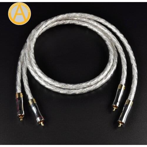 Reference RCA Cable Pair Hifi 7N OFC RCA Cable Sliver Plated RCA Interconnect Audio Cable RCA Cable CD Player Preamp Amplifier