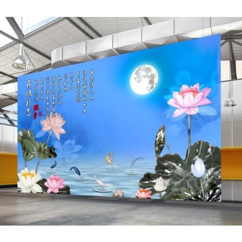Custom photo 3d wallpaper Beautiful night view of jade carving lotus fish room home decor 3d wall murals wallpaper for walls 3 d