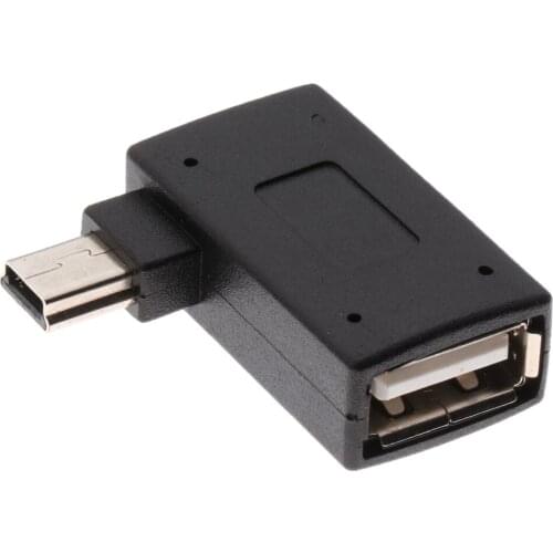 Right Angle Micro USB2.0 Male to USB Female OTG Host Adapter for CellPhone Black
