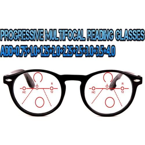 Progressive Multifocal Anti Blu Light Reading Glasses Black Frame Men Women High Quality +1.0 +1.5 +1.75 +2.0 +2.5 +3 +3.5 +4