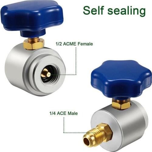 Self Sealing R134A Air Conditioning Valve Refrigerant Dispenser F A/C Freon Charging Brass Adapter Car Quick Coupler Connector