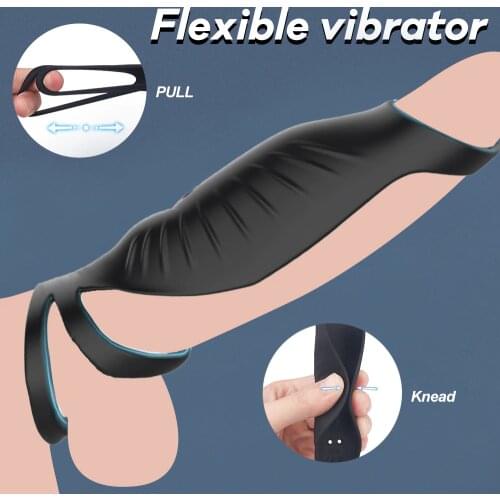 Sex Toys for Couples Penis Ring Long Vibrators Lasting Erection Penis Sleeve With Double Ring Vagina Massager Orgasm Cock Sleeve