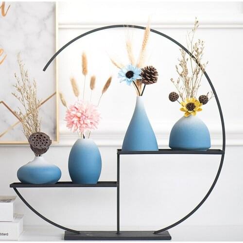 Modern In Gradient Blue And White Ceramic Creative Flower Real Living Room Desktop Living Coration Home Decoration Accessories
