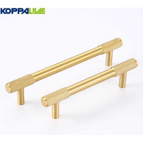T Bar Kitchen Straight Cupboard Handle Cabinet Pull Solid Brass Knurled Handles For Furniture Hardware