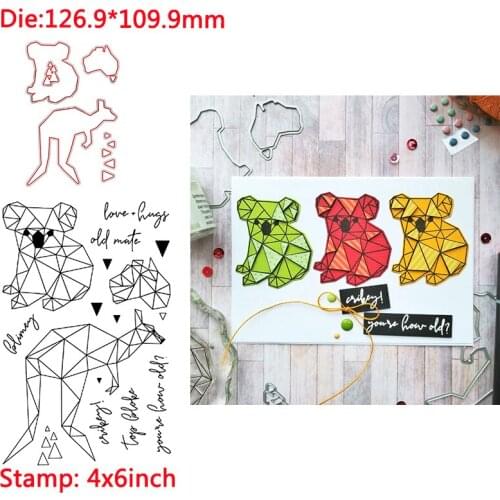 Triangle Animal Puzzle Bear Words New Metal Cutting Dies&Transparent Clear Stamps For DIY Scrapbooking Album paper Card New 2020