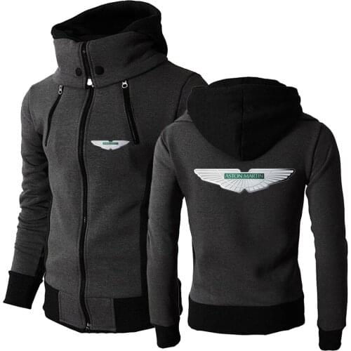 Mens Aston Martin Comfortable Muscle Zipper Power Coats Fitness Pocket Male Wild Sweatshirts Print Long sleeve Leisure Hoodies