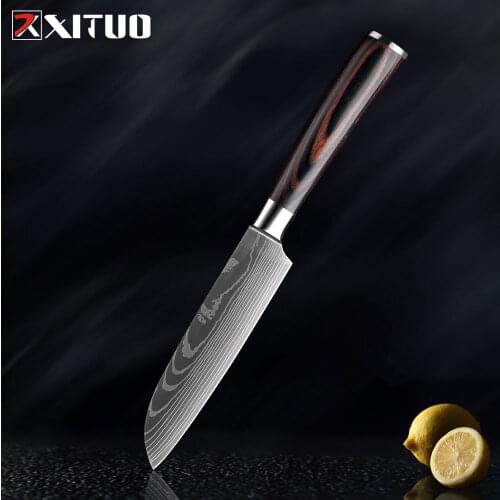 XITUO 5 Inch Santoku Knife Japanese Knife 7Cr17 Stainless Steel Fruit Vegetable Chef Cleaver Slicing Kitchen Knives Cooking Tool