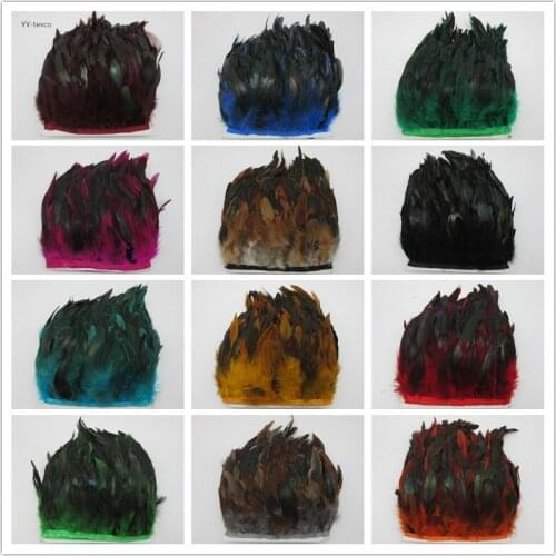 YY-tesco 5 Yards 15-20cm Natural Rooster Tail Feather Fringe Trim Ribbon Wedding Skirt Dress Decoration DIY Clothes Accessories
