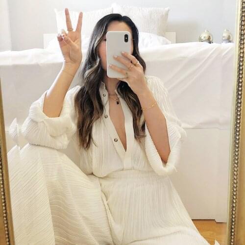 High Fashion Beige Ruched Elegant Blouse Women Button Up Shirts Patchwork Long Sleeve Ladies Blouses Turn Down Collar Autumn Top