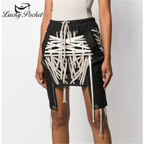 Women Summer Black Patchwork Zipper Belt Elastic Waist Irregular Skirt Ladies Plus Size Skirts Female Brand Casual Skirts ZM748