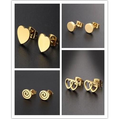 Tiny Stainless Steel Love Heart Earrings Romantic Lover Jewelry For Women Girl Cupid Heartbeat Stud Earring Valentines Day Gift