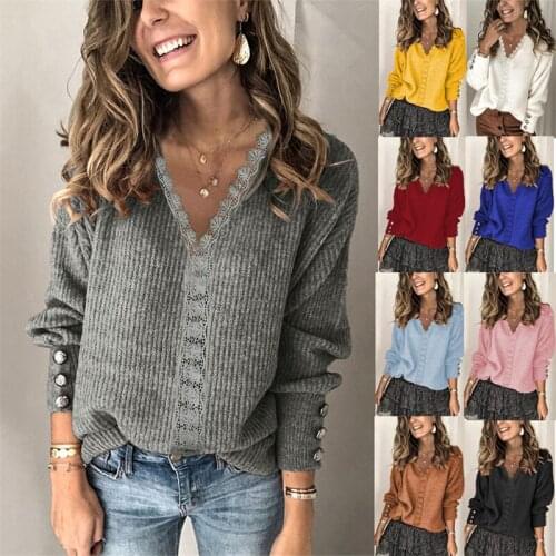 2021 New Fashion Spring Autumn Women V-Neck Harajuku OL Sweaters Solid Hollow Out Solid Color Elegant Knitted Female Casual Wear
