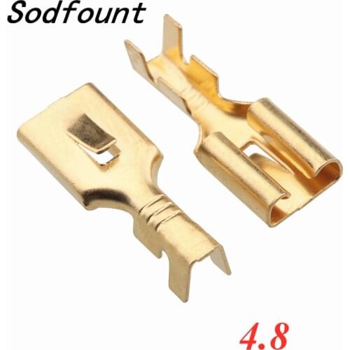 100pcs H62 brass 4.8 barbed plug spring DJ621-E4.8A crimped 0.2-0.75mm2, thickness 0.35mm