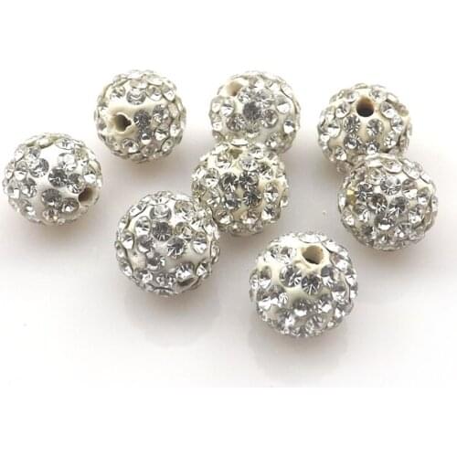 100pcs/lot 10mm Clear Color Rhinestone Loose Beads 6 Rows Pave Disco Ball For Jewelry Making