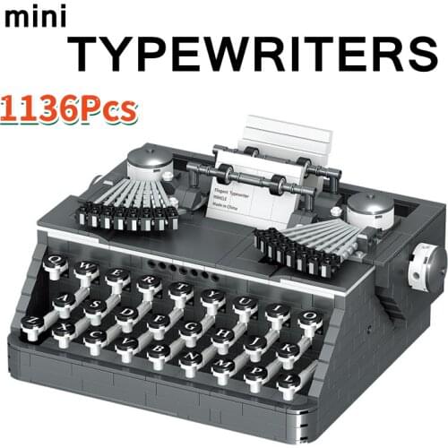 1136pcs Simulation Retro Typewriter Model Micro Building Blocks Mini Bricks Assemble Constrution Children Toys for Kids