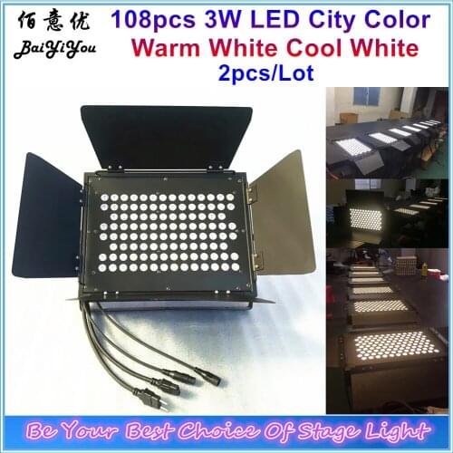 2pcs/Lot Studio Theatre Bright 108pcs 3W Warm White Cool White LED City Color Wash Light 108x3W Led City Washer Stage Light