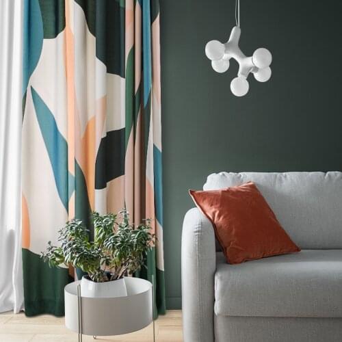 2021 Customized Curtains for Living Room Luxury Geometric Curtain for Bedroom Nordic Simple Blinds Creative Sheer Curtain