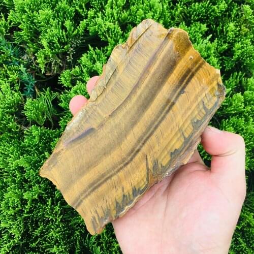 300-400g Natural Tigers eye raw plate polished mineral crystal plate