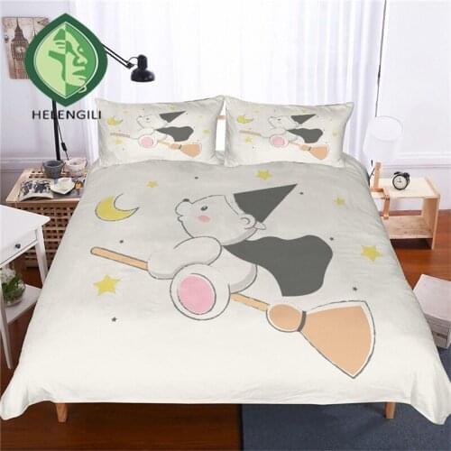 HELENGILI 3D Bedding Set Teddy Bear Print Duvet Cover Set Lifelike Bedclothes with Pillowcase Bed Set Home Textiles #TED-23