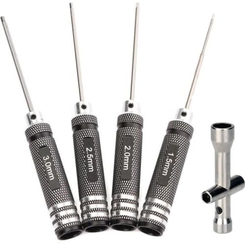 4PCS 1.5/2/2.5/3.0mm Hex Screw Driver Set RC Tools Kit Hexagon Screwdriver Kit with Cross Wrenches Sleeve for 3D Printer Parts
