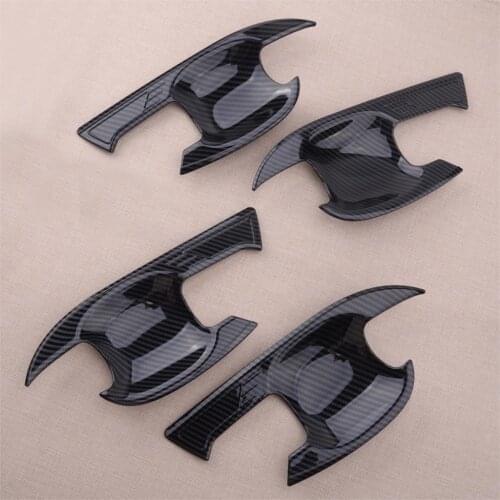 4Pcs Carbon Fiber Texture Car Exterior Door Handle Bowl Cup Cover Trim Panel Fit for Toyota RAV4 2019 2020