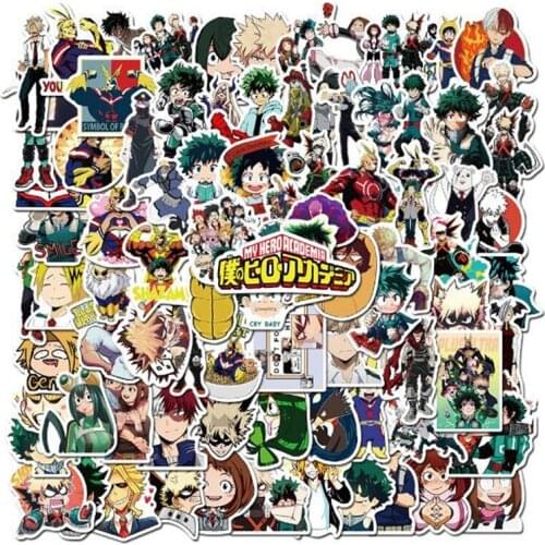 50/100Pcs Anime My Hero Academia Stickers for Suitcase Skateboard Izuku Midoriya Might Boku No Hero Academia Character Decals