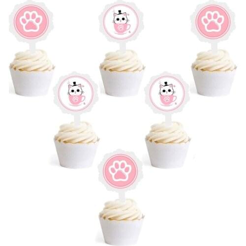 6pcs Cartoon Cake Topper Cupcake Toppers Wedding Decoration Birthday Cake Summer Party Cute Cupcake Wrappers Baby Shower