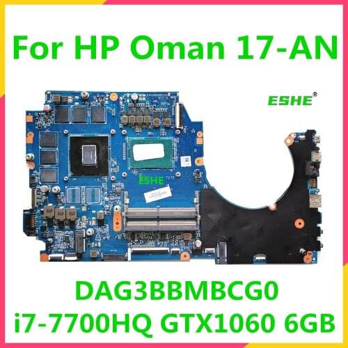 929516-601 929516-001 DAG3BBMBCG0 motherboard For HP 17-AN Laptop Motherboard i7-7700HQ CPU GTX1060 6GB fully tested
