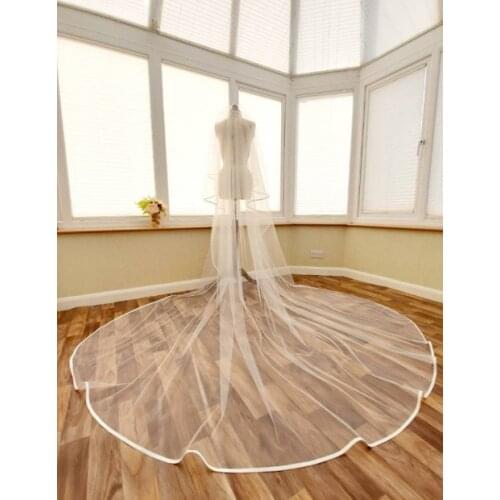 3M Width Cathedral satin edge veil, 2 Tier veil, Drop veil, Wedding Veil, cathedral veil, soft tulle veil, satin edge veil