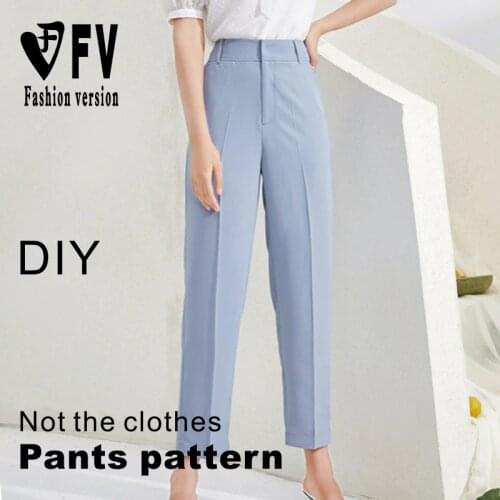 Cutting drawings womens high waist trousers garment structure design pants pattern BCK-51