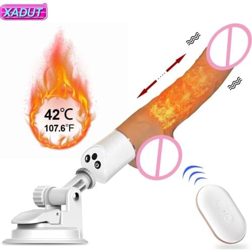 Automatic Telescopic Heating Realistic Dildo Vibrator G-spot Massager With Suction Cup Sex Toys for Woman Masturbation Peni Sex