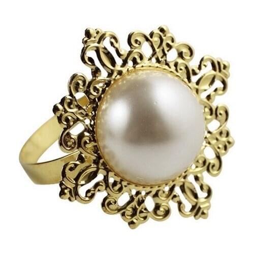 Free shipping hot for sale 12 / a lot of top grade pearl inlaid with precious stones napkin ring table napkin wedding decoration