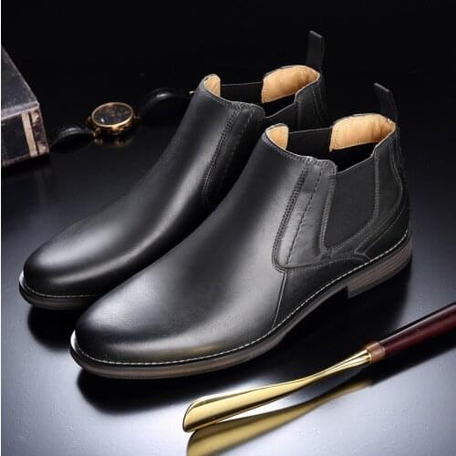 Top Quality British Men Boots Spring Autumn Shoes Fashion Slip On Boots Breathable Genuine Leather Male Botas Hombre