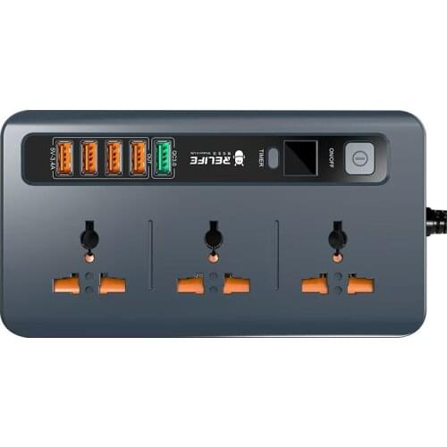The Laster RELIFE RL-316D 2500W 5 USB Fast Charging Home Smart Digital Display Timing Control 3 Power Universal Socket