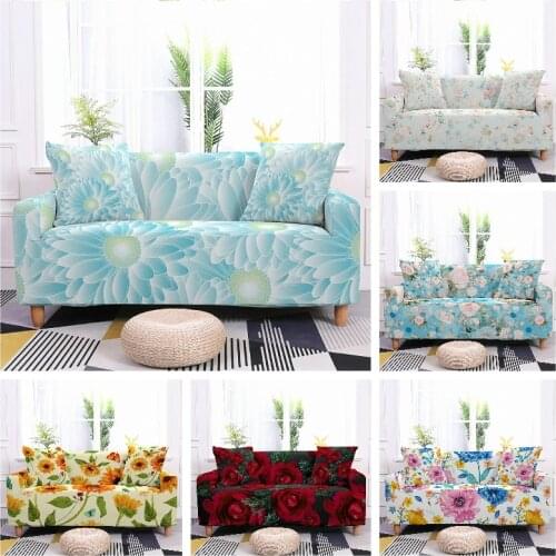 Colorful Flowers Elastic Couch Cover for Living Room Modern Sofa Cover Stretch Sofa Slipcover Sectional Sofa Protector