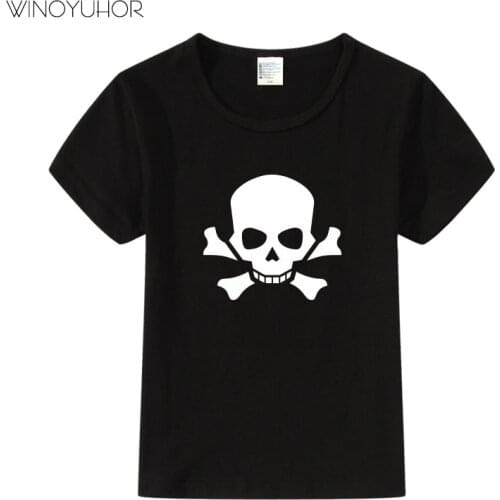 Skull Hip Hop Skeleton Kids T-Shirt Punk Shirts Children Boys Girls Funny Skull Teens T Shirts Summer New Clothes